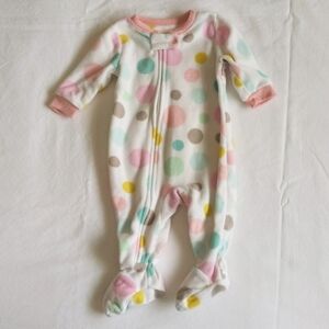 carter's pastel dot fleece zipper footie sleeper pajamas 3 months baby girl